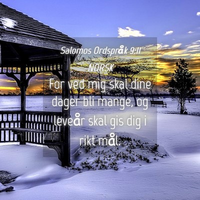 Picture 04 - Salomos Ordspråk 9:11 NORSK - For ved mig skal dine dager bli mange, og leveår - Bible Verse Picture
