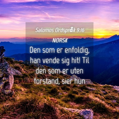 Picture 04 - Salomos Ordspråk 9:16 NORSK - Den som er enfoldig, han vende sig hit! Til den - Bible Verse Picture