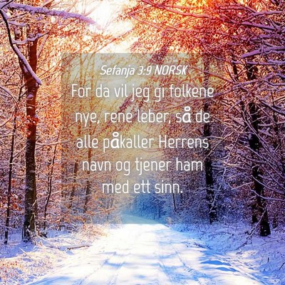 Picture 04 - Sefanja 3:9 NORSK - For da vil jeg gi folkene nye, rene leber, så de - Bible Verse Picture