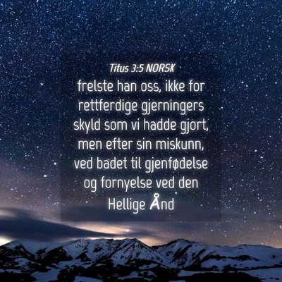 Picture 04 - Titus 3:5 NORSK - frelste han oss, ikke for rettferdige gjerningers - Bible Verse Picture