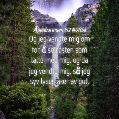 Picture 04 - Åpenbaringen 1:12 NORSK - Og jeg vendte mig om for å se røsten som talte - Bible Verse Picture