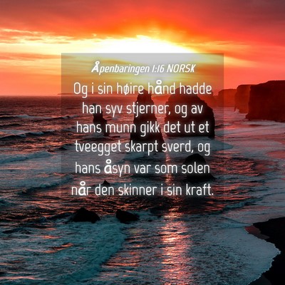 Picture 04 - Åpenbaringen 1:16 NORSK - Og i sin høire hånd hadde han syv stjerner, og - Bible Verse Picture