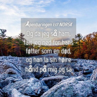 Picture 04 - Åpenbaringen 1:17 NORSK - Og da jeg så ham, falt jeg ned for hans føtter - Bible Verse Picture