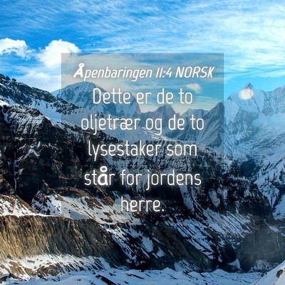 Picture 04 - Åpenbaringen 11:4 NORSK - Dette er de to oljetrær og de to lysestaker som - Bible Verse Picture