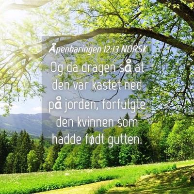 Picture 04 - Åpenbaringen 12:13 NORSK - Og da dragen så at den var kastet ned på - Bible Verse Picture