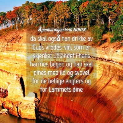 Picture 04 - Åpenbaringen 14:10 NORSK - da skal også han drikke av Guds vredes-vin, som - Bible Verse Picture