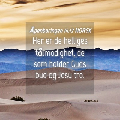 Picture 04 - Åpenbaringen 14:12 NORSK - Her er de helliges tålmodighet, de som holder - Bible Verse Picture