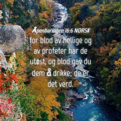 Picture 04 - Åpenbaringen 16:6 NORSK - for blod av hellige og av profeter har de utøst, - Bible Verse Picture