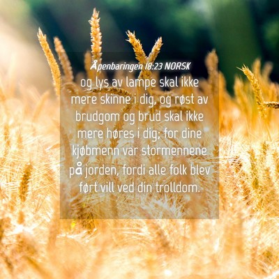 Picture 04 - Åpenbaringen 18:23 NORSK - og lys av lampe skal ikke mere skinne i dig, og - Bible Verse Picture