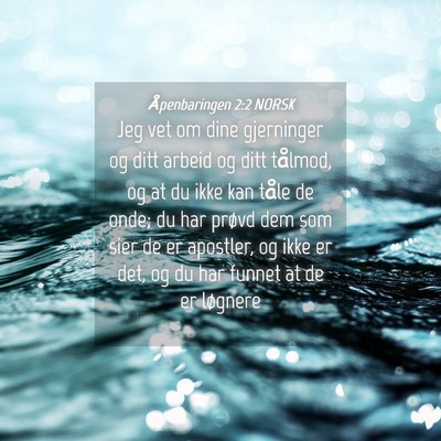 Picture 04 - Åpenbaringen 2:2 NORSK - Jeg vet om dine gjerninger og ditt arbeid og ditt - Bible Verse Picture