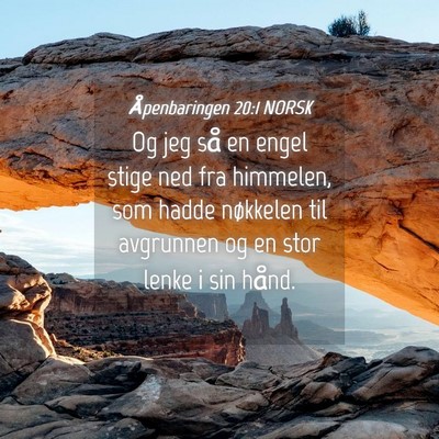 Picture 04 - Åpenbaringen 20:1 NORSK - Og jeg så en engel stige ned fra himmelen, som - Bible Verse Picture