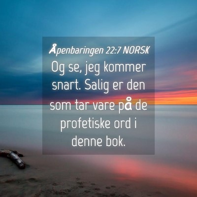 Picture 04 - Åpenbaringen 22:7 NORSK - Og se, jeg kommer snart. Salig er den som tar - Bible Verse Picture