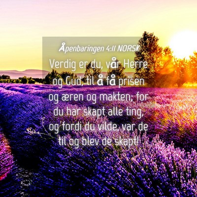 Picture 04 - Åpenbaringen 4:11 NORSK - Verdig er du, vår Herre og Gud, til å få - Bible Verse Picture