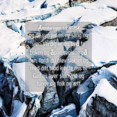 Picture 04 - Åpenbaringen 5:9 NORSK - og de synger en ny sang og sier: Verdig er du til - Bible Verse Picture