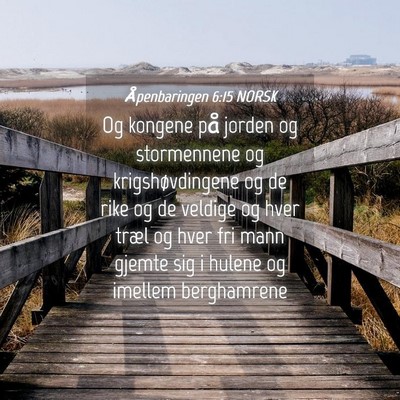 Picture 04 - Åpenbaringen 6:15 NORSK - Og kongene på jorden og stormennene og - Bible Verse Picture