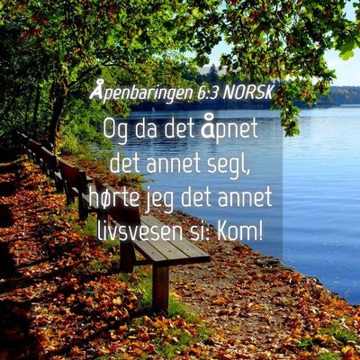 Picture 04 - Åpenbaringen 6:3 NORSK - Og da det åpnet det annet segl, hørte jeg det - Bible Verse Picture