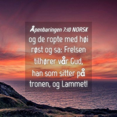 Picture 04 - Åpenbaringen 7:10 NORSK - og de ropte med høi røst og sa: Frelsen - Bible Verse Picture