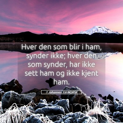 Picture 05 - 1 Johannes 3:6 NORSK - Hver den som blir i ham, synder ikke; hver den - Bible Verse Picture