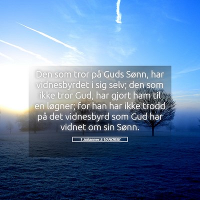 Picture 05 - 1 Johannes 5:10 NORSK - Den som tror på Guds Sønn, har vidnesbyrdet i - Bible Verse Picture