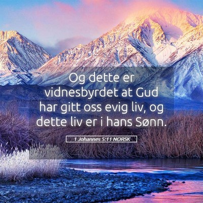 Picture 05 - 1 Johannes 5:11 NORSK - Og dette er vidnesbyrdet at Gud har gitt oss evig - Bible Verse Picture