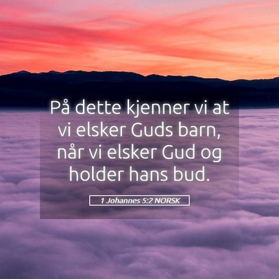 Picture 05 - 1 Johannes 5:2 NORSK - På dette kjenner vi at vi elsker Guds barn, når - Bible Verse Picture