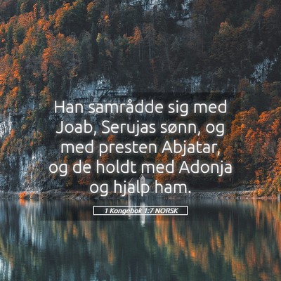 Picture 05 - 1 Kongebok 1:7 NORSK - Han samrådde sig med Joab, Serujas sønn, og med - Bible Verse Picture