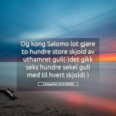 Picture 05 - 1 Kongebok 10:16 NORSK - Og kong Salomo lot gjøre to hundre store skjold - Bible Verse Picture