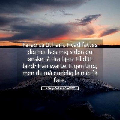 Picture 05 - 1 Kongebok 11:22 NORSK - Farao sa til ham: Hvad fattes dig her hos mig - Bible Verse Picture