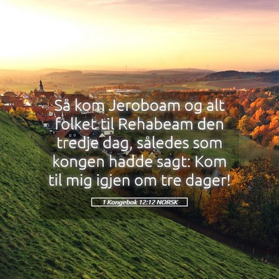 Picture 05 - 1 Kongebok 12:12 NORSK - Så kom Jeroboam og alt folket til Rehabeam den - Bible Verse Picture