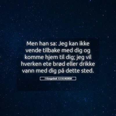 Picture 05 - 1 Kongebok 13:16 NORSK - Men han sa: Jeg kan ikke vende tilbake med dig og - Bible Verse Picture
