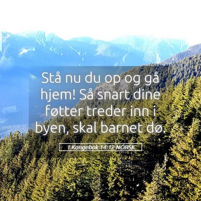 Picture 05 - 1 Kongebok 14:12 NORSK - Stå nu du op og gå hjem! Så snart dine føtter - Bible Verse Picture