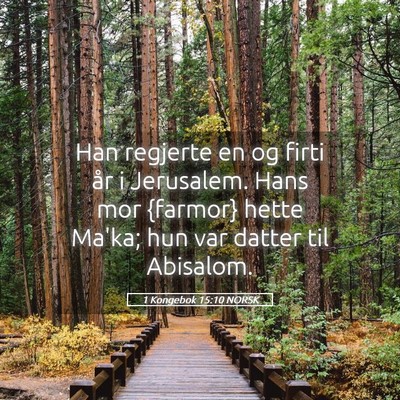 Picture 05 - 1 Kongebok 15:10 NORSK - Han regjerte en og firti år i Jerusalem. Hans - Bible Verse Picture