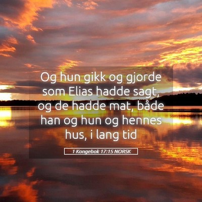 Picture 05 - 1 Kongebok 17:15 NORSK - Og hun gikk og gjorde som Elias hadde sagt, og de - Bible Verse Picture