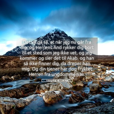 Picture 05 - 1 Kongebok 18:12 NORSK - Det vil gå så, at når jeg nu går fra dig, og - Bible Verse Picture