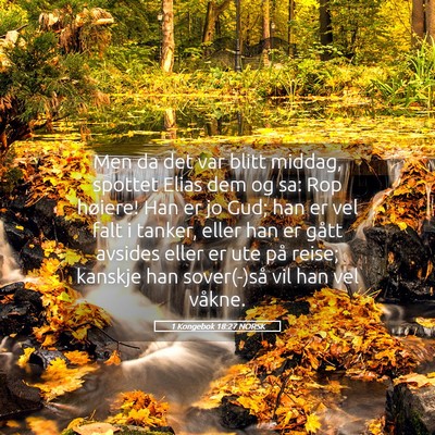 Picture 05 - 1 Kongebok 18:27 NORSK - Men da det var blitt middag, spottet Elias dem og - Bible Verse Picture
