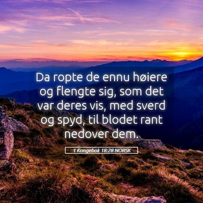 Picture 05 - 1 Kongebok 18:28 NORSK - Da ropte de ennu høiere og flengte sig, som det - Bible Verse Picture