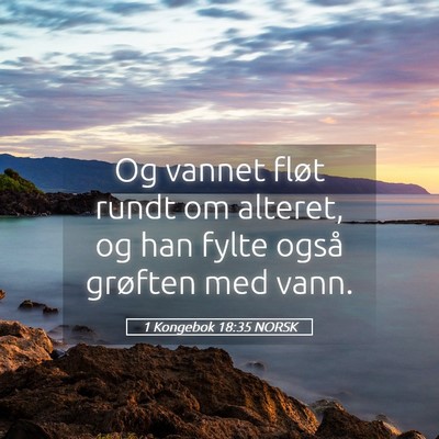 Picture 05 - 1 Kongebok 18:35 NORSK - Og vannet fløt rundt om alteret, og han fylte - Bible Verse Picture