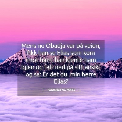 Picture 05 - 1 Kongebok 18:7 NORSK - Mens nu Obadja var på veien, fikk han se Elias - Bible Verse Picture
