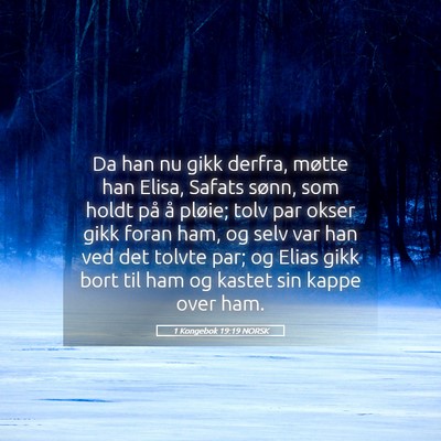 Picture 05 - 1 Kongebok 19:19 NORSK - Da han nu gikk derfra, møtte han Elisa, Safats - Bible Verse Picture