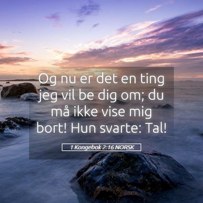 Picture 05 - 1 Kongebok 2:16 NORSK - Og nu er det en ting jeg vil be dig om; du må - Bible Verse Picture