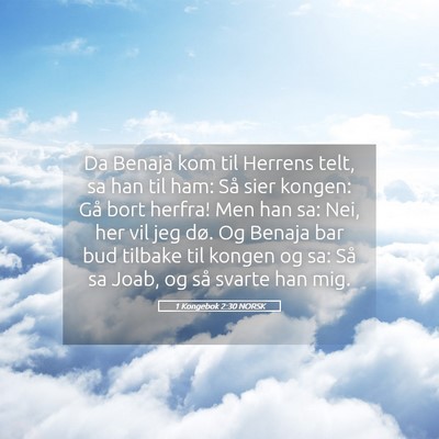 Picture 05 - 1 Kongebok 2:30 NORSK - Da Benaja kom til Herrens telt, sa han til ham: - Bible Verse Picture