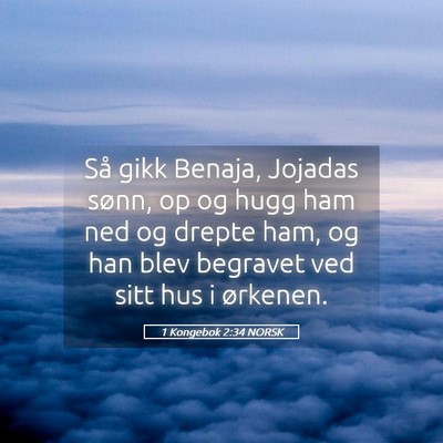 Picture 05 - 1 Kongebok 2:34 NORSK - Så gikk Benaja, Jojadas sønn, op og hugg ham - Bible Verse Picture