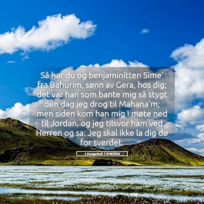 Picture 05 - 1 Kongebok 2:8 NORSK - Så har du og benjaminitten Sime' fra Bahurim, - Bible Verse Picture
