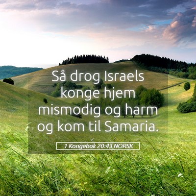 Picture 05 - 1 Kongebok 20:43 NORSK - Så drog Israels konge hjem mismodig og harm og - Bible Verse Picture