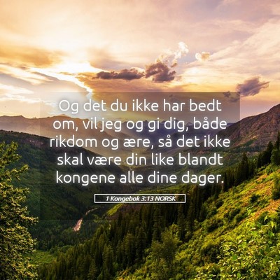 Picture 05 - 1 Kongebok 3:13 NORSK - Og det du ikke har bedt om, vil jeg og gi dig, - Bible Verse Picture