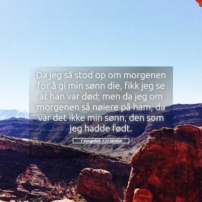 Picture 05 - 1 Kongebok 3:21 NORSK - Da jeg så stod op om morgenen for å gi min - Bible Verse Picture