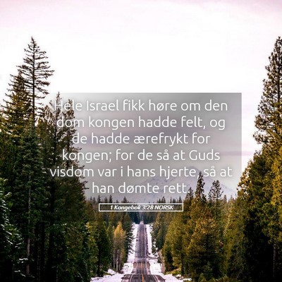 Picture 05 - 1 Kongebok 3:28 NORSK - Hele Israel fikk høre om den dom kongen hadde - Bible Verse Picture