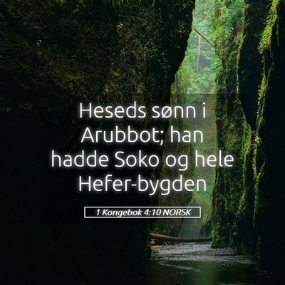 Picture 05 - 1 Kongebok 4:10 NORSK - Heseds sønn i Arubbot; han hadde Soko og hele - Bible Verse Picture