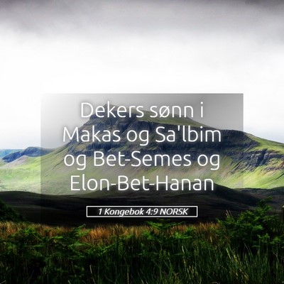 Picture 05 - 1 Kongebok 4:9 NORSK - Dekers sønn i Makas og Sa'lbim og Bet-Semes og - Bible Verse Picture