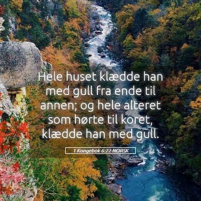Picture 05 - 1 Kongebok 6:22 NORSK - Hele huset klædde han med gull fra ende til - Bible Verse Picture